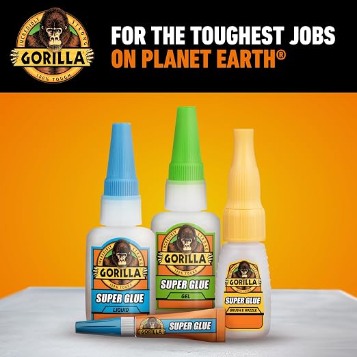 Gorilla Super Glue Gel, Value Size, Fast-Setting Bond, Clear, 28 g | Impact-Tough for Durability, Precision Gel Application, Works on Glass, Plastic, Wood, Metal, and More