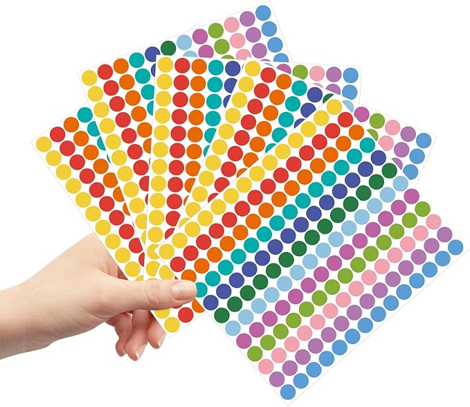 REGELETO 4200 PCS 0.75 Inch 12 Colors Round Colored Dot Stickers for Student Teaching Papers, Color Coding Labels, Circle Dots Stickers for Office and Classroom (25 Sheets)