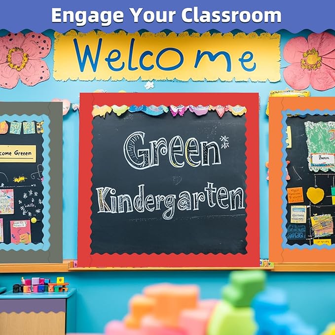 8 Rolls 262.4 Ft Bright Bulletin Board Borders Set - Decorations for Office, School Classroom Decor, Teachers & Home DIY - Posters & Birthday Parties - Board Trim (Aesthetic Color)
