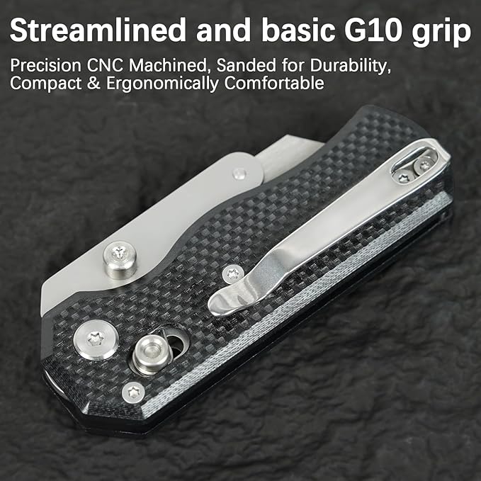folding Utility Knife with clip and G10 Handle, Stainless Steel Blade