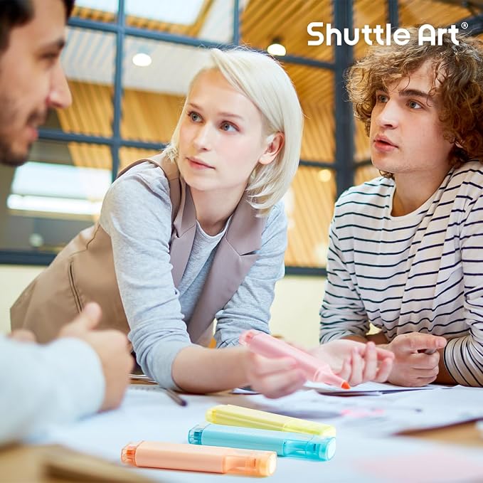 Shuttle Art 8 Pastel Highlighters, Assorted Macaron Colors Highlighter Pens, Chisel Tip Dry-Quickly Non-Toxic Highlighter Markers for Adults Teachers Students Highlighting in the Home School Office