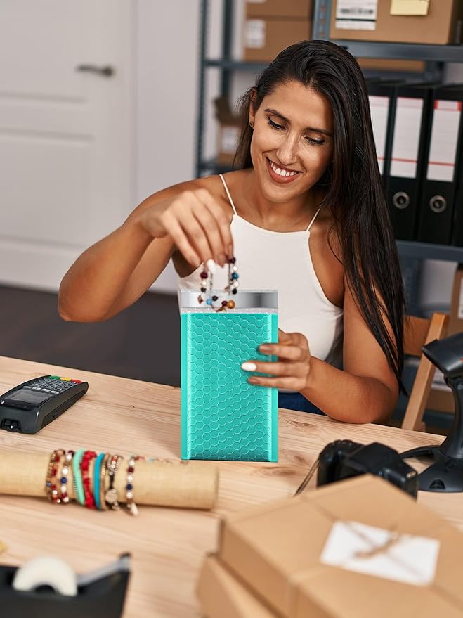 GSSUSA Teal Bubble Mailers 4x7 Small Padded Envelopes, 4000 Pack, Strong Adhesion Self-Seal Bubble Envelopes for Small Business