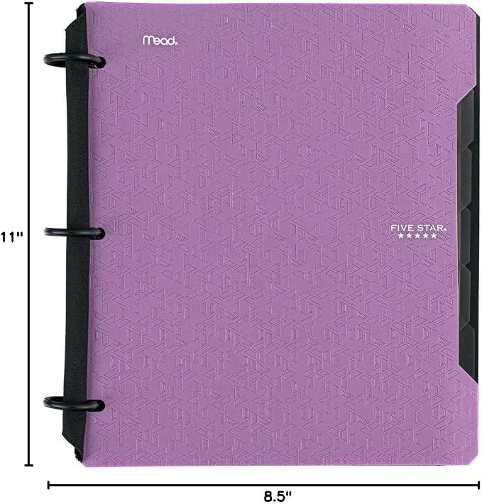 Five Star Flex Refillable Notebook + Study App, College Ruled Paper and 1-1/2 Inch TechLock Ring Binder with Pockets, Tabs and Dividers, 300 Sheet Capacity, Amethyst Purple (29324AB6) (Pack of 6)