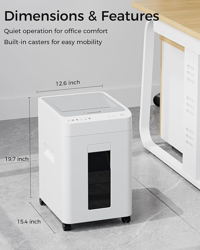 Locksworth 110-Sheet Micro Cut Shredder for Home Office, 6.9 Gallons Bin P-4 High Security Paper Shredder for Credit Card, Staple, Clip, Heavy Duty Commercial Shredders with Casters