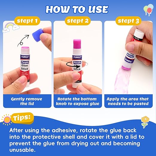 36 Pack Glue Sticks Bulk for Kids, Disappearing Purple Glue Sticks for Classroom and Teacher Supplies.0.18 OZ kids glue Dries Clear, Non-Toxic, Washable, Back to School Supplies and Student Must Haves