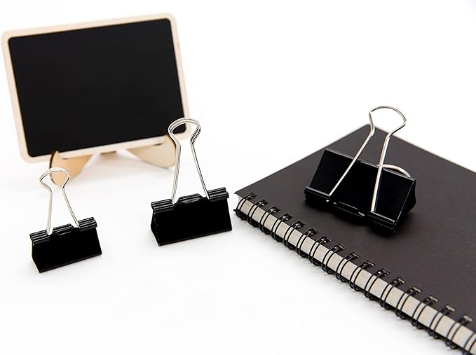 Coofficer Extra Large Binder Clips 2-Inch (24 Pack), Big Paper Clamps for Office Supplies, Black