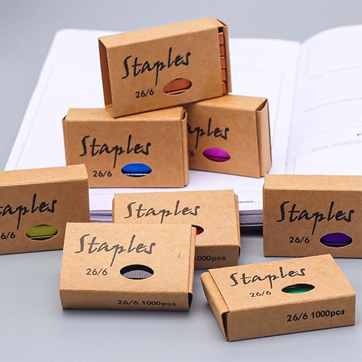 NatSumeBasics 8000 Colored Staples 26/6 Standard Colorful Staple Refill for Desk Stapler, 1000 Per Pack, Total 8 Pack Staples (8000 Colorful)