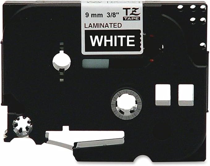 Brother Genuine P-Touch TZE-325, 3/8" (0.35") Wide Standard Laminated Tape, White Print on Black Tape, Laminated for Indoor or Outdoor Use, Water-Resistant, 0.35" x 26.2', Single-Pack, TZE325