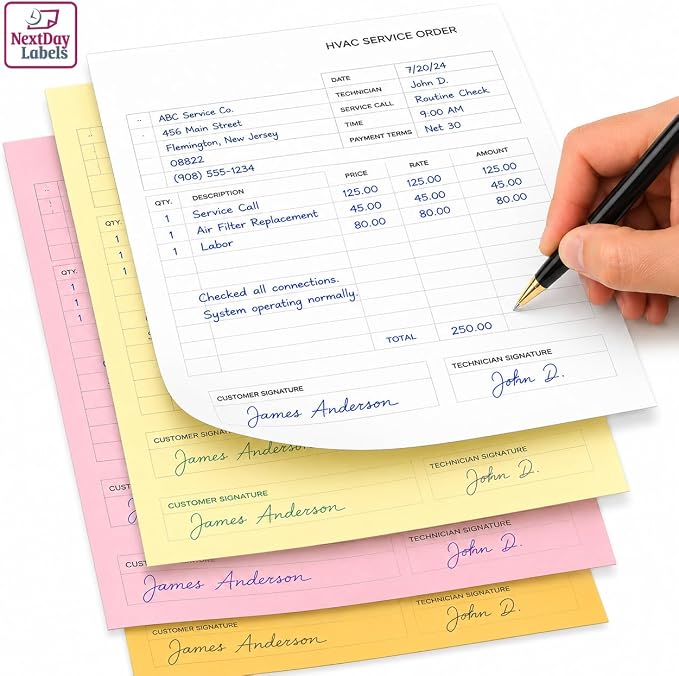 NextDayLabels 4 Part Straight Carbonless NCR Paper White Canary Pink Gold | 8.5" x 11" Pre-Collated Carbonless Copy Paper Delivers Clean Crisp Copies (500 Sheets) Works with Laser Inkjet Printers