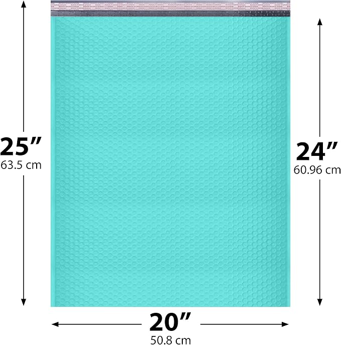 Aqua Teal Bubble Mailers 20x25, Poly Padded Envelopes #10, 50 Pack | Holds Clothing & Bulk Items, Self-Seal Closure, Cushioned Protection, Water-Resistant Poly, Bulk Pack for Small Business