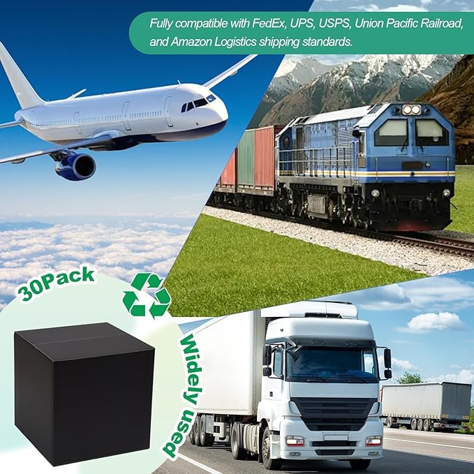 10x7x6 Inch Medium Shipping Boxes 30 Pack, Black Corrugated Cardboard Box, Mailing Packaging Boxes for Small Business