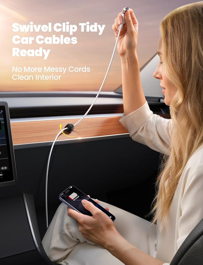 JOYROOM 8 Pack Magnetic Cable Clips, 360° Swivel Cord Organizer Wire Holder | Strong Adhesive Rotatable Cable Management Accessories for Home Nightstand Phone Charger Car Wall Office Desk Organization