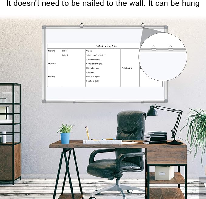 White Board 36" x 24" Dry Erase Board for Wall Whiteboard 3' x 2' (2 Pack) Magnetic Presentation Board with Long Pen Tray, Wall-Mounted White Boards for Home, Office and School