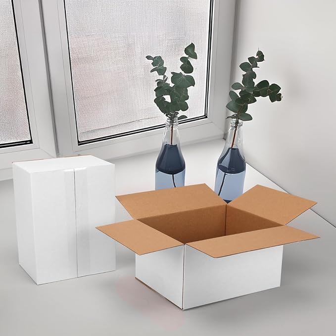 Hoikwo 9x7x5 Shipping Boxes Set of 30 | White Corrugated Cardboard Box for Small Business for Packaging Mailing