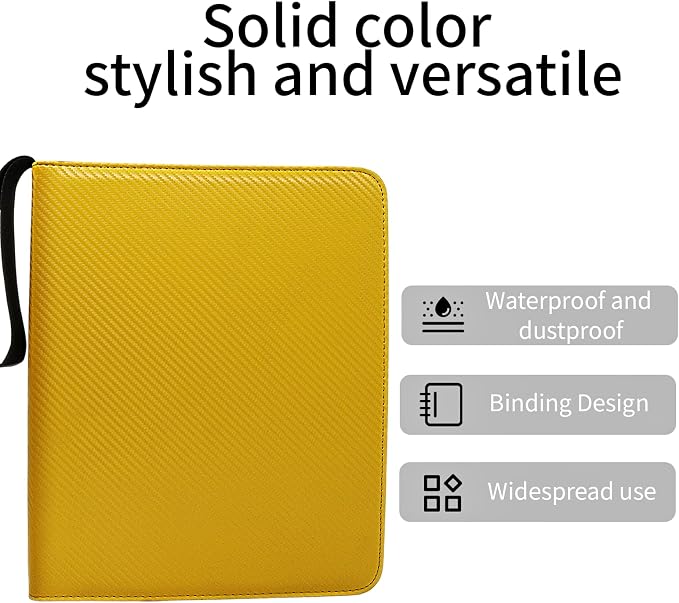 Card Binder – 720 Capacity, Zippered Trading Card Holder for MTG, Sports & Collectible Cards – Acid-Free, Durable & Travel-Friendly Storage (Yellow, 9 Pocket)
