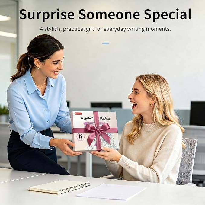 Piochoo Highlighters Assorted Colors and Retractable Black Ink Pens Set | Chisel Tip Aesthetic Highlighters and 0.5mm Smooth Writing Gel Pens for Women Nurse Office Back to School Supplies