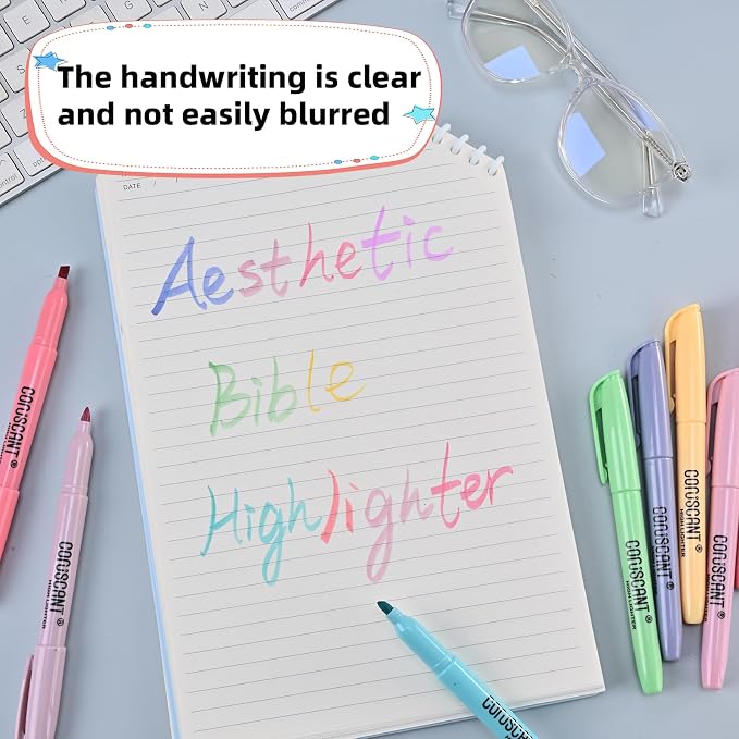 coruscant Assorted Colors Highlighters Set, 20 Pack, Chisel Tip Cute Bible Highlighters and Candy Color, No Bleed Dry Quickly, for Journal Bible Study, Good for thin paper School Office Supplies