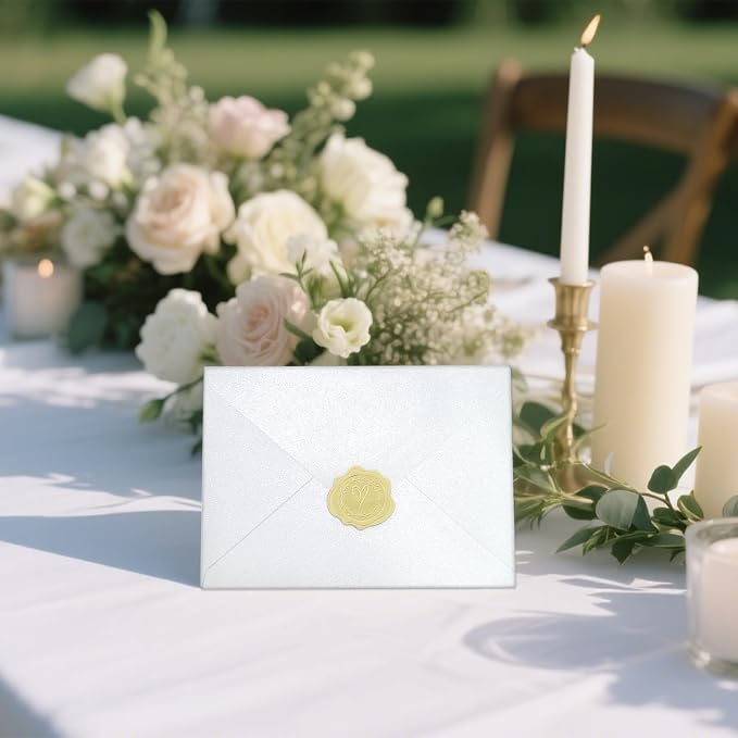 50 PCS Pearl white 4x6 Envelopes for Invitations, A4 Wedding Envelopes | white Shimmer Envelopes for Invitation,Perfect for Wedding Invitation Cards,Birthday RSVP Invite,4.25 x 6.25 inches