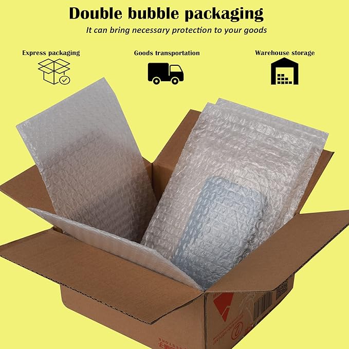 100PCS 4x6 Inch Bubble Pouch Wraps, Clear Bubble Out Bags for Packing, Double Walled Shockproof Foam Cushioning Bags for Moving and Shipping Fragile Item