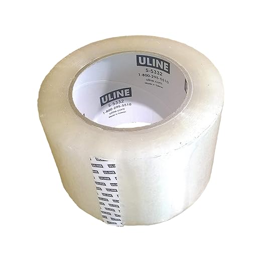 Packing Tape, 3 Inch X 110 Yard 2.6 Mil Crystal Clear Industrial Plus Tape by Uline, Pack of 4