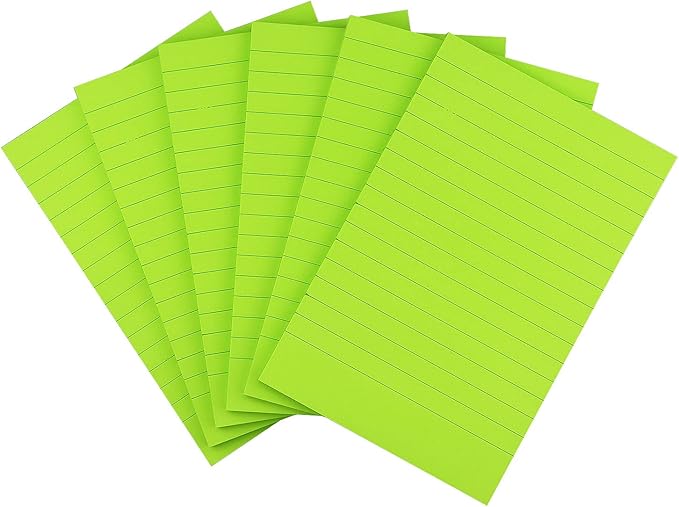 Early Buy Lined Sticky Notes, 4x6 in, 6 Pad, 45 Sheets/Pad (Green)