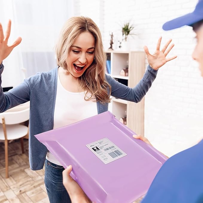 Fuxury Poly Mailers 14.5x19 Inch 400 Pcs Bulk Shipping Bags for Clothing Strong Adhesive Shipping Envelopes for Small Business Suppliers Waterproof Mailers Poly Bags Mailing Envelopes Light Purple