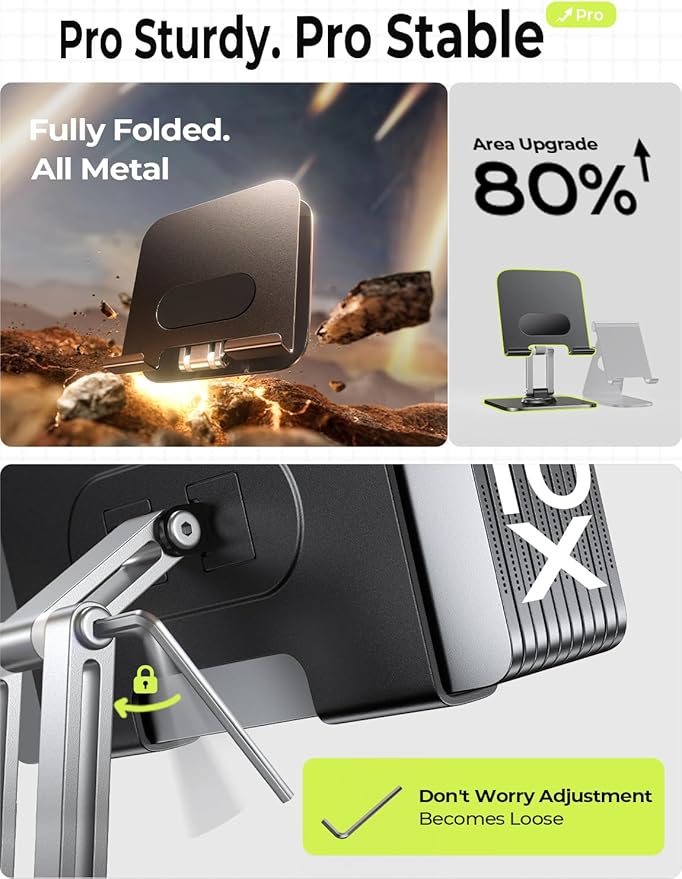 LISEN for iPad Stand Holder Adjustable Tablet Stand for Desk, 2026 for iPad Accessories Rotating Display Stand PC Office Accessories for Desk Women Gifts Kindle Table Mount/PS/Switch iPhone 12.9"-4.7"