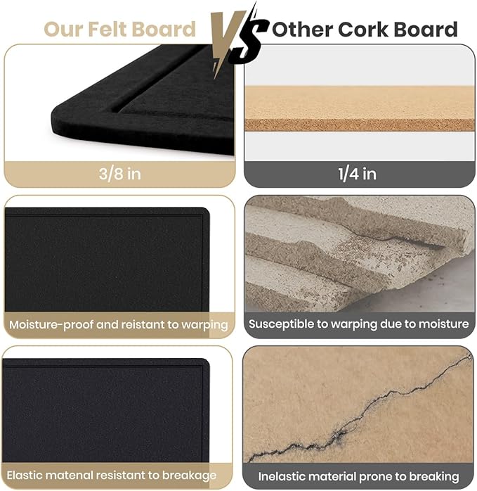 Extra Large Bulletin Board, 95 X 47 inches Cork Board with 30 Pushpin, 8' x 4' Felt Cork Board Notice Pin Board, Self-Adhesive Vision Board Mood Board Foldable Photo Board for Wall - Black