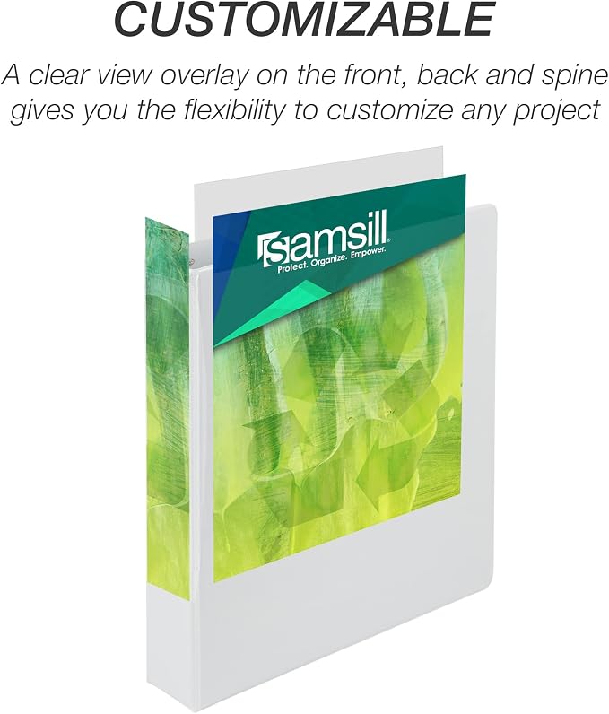 Samsill Plant-Based 1.5 Inch Durable Round Ring, View Binder, Eco-Friendly, USDA Certified Biobased, 4 Pack, White