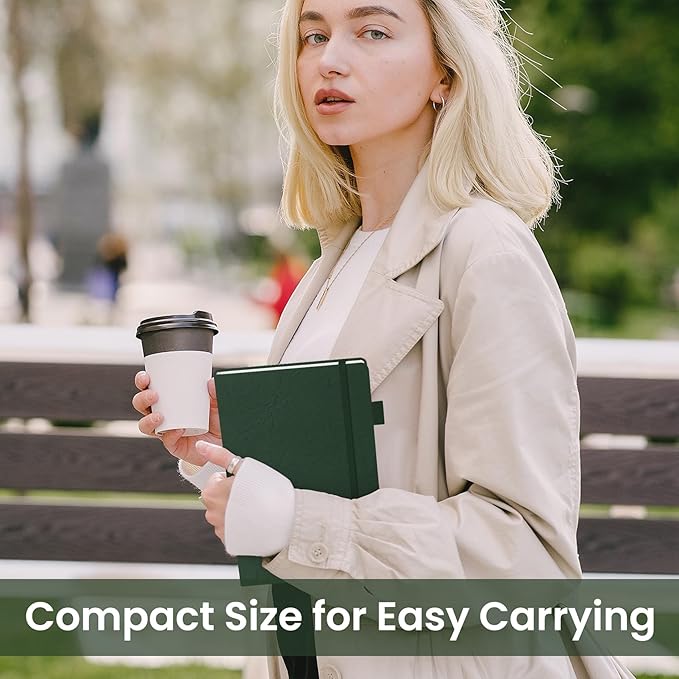Taja Lined Journal Notebook for Women & Men, Hardcover Leather Journal for writing, A5 College Ruled Notebook for Work & Note Taking, Perfect for Office School Home Supplies, 160 Pages, Dark Green