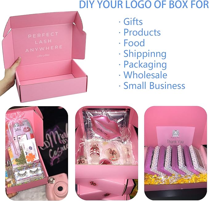 12x8x3 Shipping Boxes Pink Mailer Corrugated Cardboard Box Set of 20 | for Packaging, Literature, Packing, Mailing, Storage, Small Business, Moving, Gift, Supplies, Quick Fold, Tab Locking