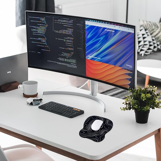 EooCoo Ergonomic Mouse Pad with Wrist Support, Mousepad with Memory Foam Wrist Rest and Non-Slip Base for Computer, Cafe, Home & Office, 9.64 x 8.26 in Office Desk Accessories