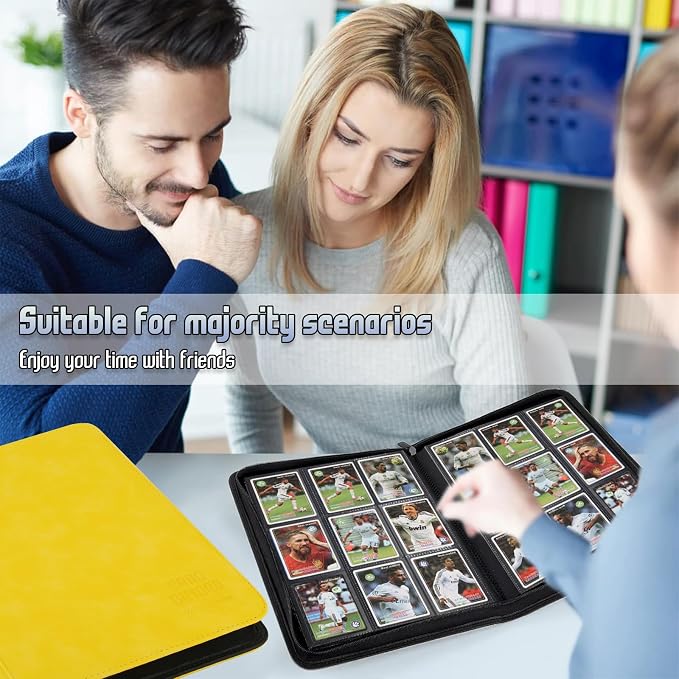 Trading Card Binder, Premium 9 Pocket Double Sided 540 Pocket PU Card Collection Binder, Collectible Trading Card Albums for MTG, TCG, Sport Card, Game Cards (Yellow)