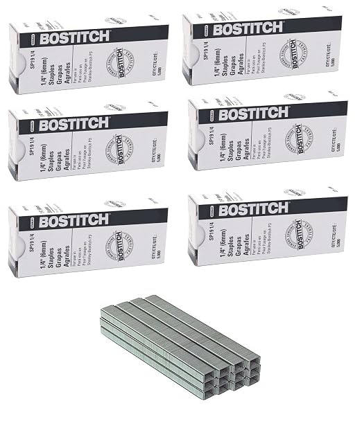 Bostitch Premium Staples for P3 Plier Stapler, 0.25-Inch Leg, 5,000 Per Box (SP191/4) (6 Boxes of 5,000)