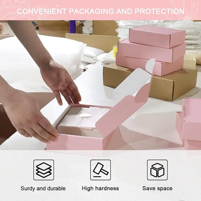 10x8x2 Inches Shipping Boxes Pink, 20 Pack Corrugated Cardboard Boxes Medium, Mailer Box for Packaging Small Business