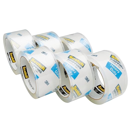 Scotch Heavy Duty Packaging Tape, 1.88" x 54.6 yd, Designed for Packing, Shipping and Mailing, Strong Seal on All Box Types, 3" Core, Clear, 6 Rolls (3850-6)