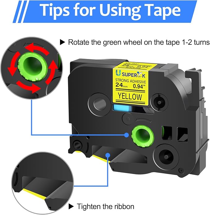 5PK Compatible for Ptouch TZe-S651 TZ-S651 TZ-651 TZe-651 24mm 1'' Laminated Black on Yellow Extra Strength Label Tape for PT-D600 D600VP P700 P710BT P750W E550W Label Maker
