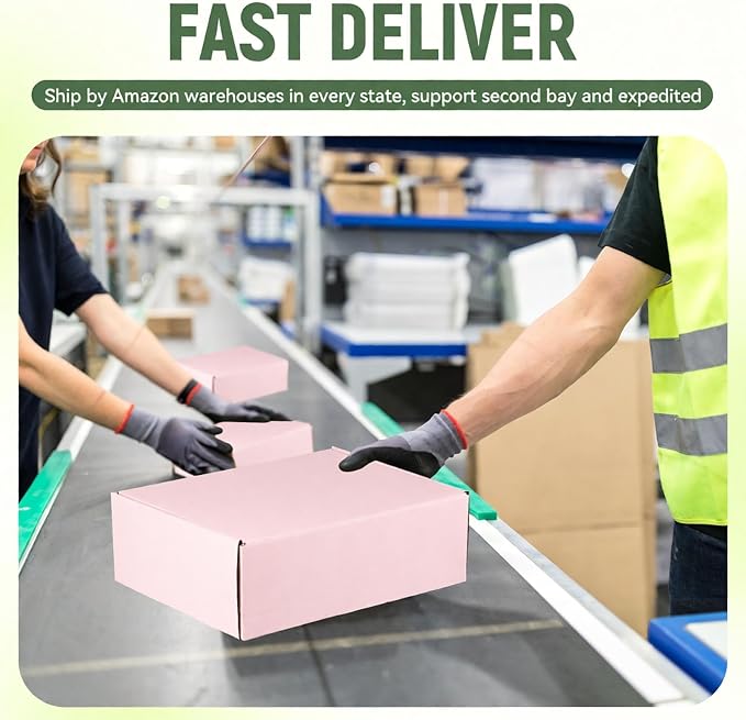 10 Pack 12"x9"x4" inch Shipping Boxes Pink Corrugated Cardboard Box for Small Business, Mailer, Shipping, and Packing