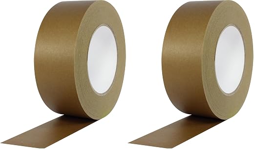 ProTapes Pro 184HD Rubber High Tensile Kraft Flatback Carton Sealing Tape with Paper Backing, 7 mils Thick, 55 yds Length x 2" Width, Dark Brown (Pack of 2)