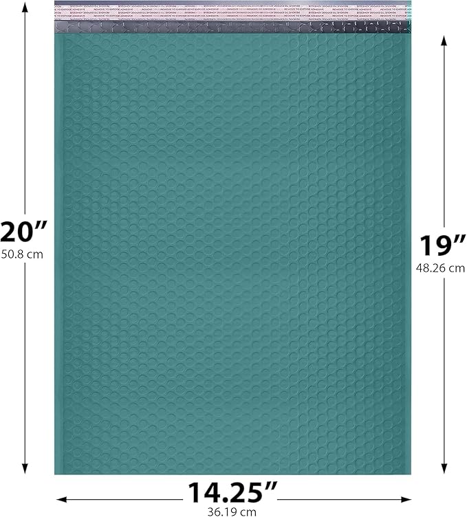 Green Poly Bubble Mailers 14.50x20 Inch #7 | Self Seal Large Padded Envelopes | Air Cushioned Bubble Mailer | Usable Size 14.25x19 Inch | Waterproof Lightweight Mailing Shipping Bags | 100 Pack