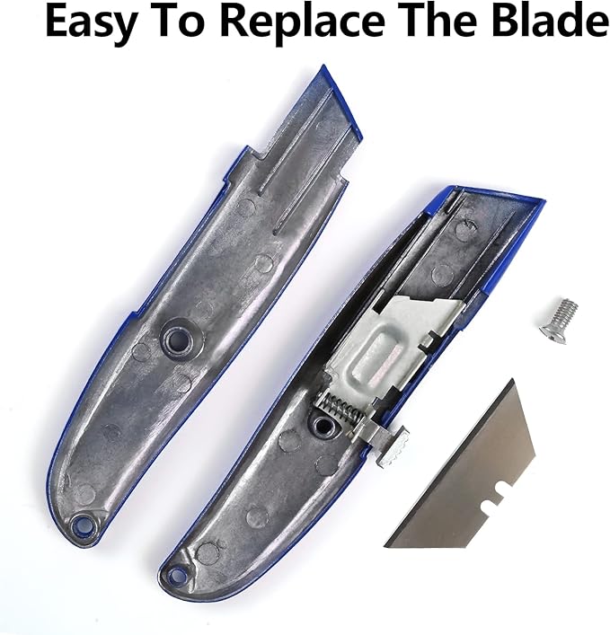 DIYSELF 2 Pack Utility Knife, All Metal Retractable Box Cutters (Blue) | Aluminum Alloy Heavy Duty Utility Knives for Packaging, Paper, Leather and Plastic; PVC Pipe Cutter for Work and DIY Projects