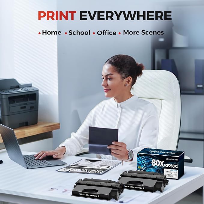80X Toner Cartridge Black High Yield Replacement for 80X CF280X 80A CF280A | to Compatible with HP Pro Laserjet 400 M401A M401D M401N M401DN M401DNE M401DW, Pro 400 MFP M425SN M425DW Printer (2 Packs)