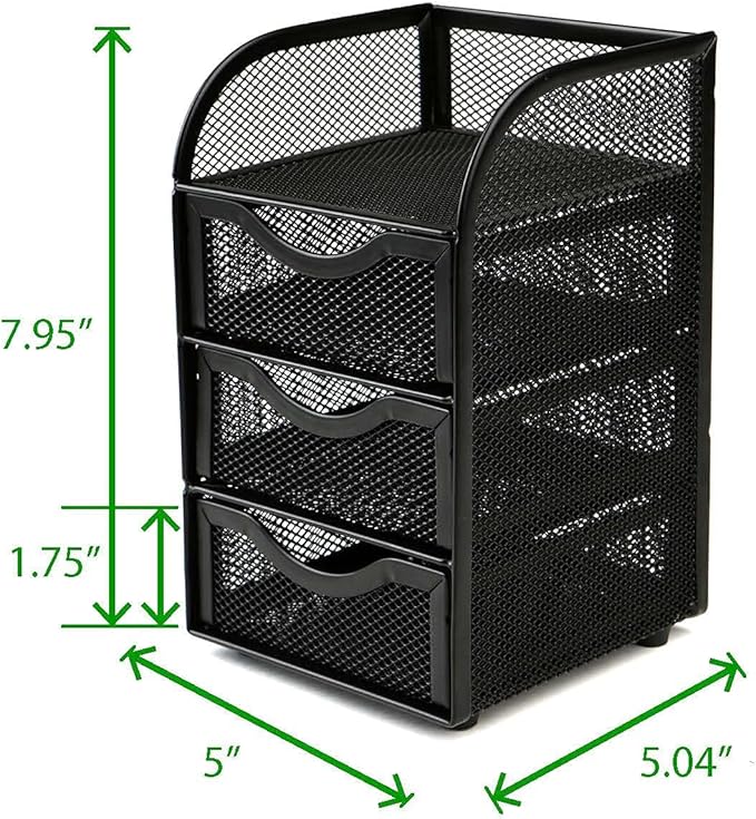 Mind Reader Desktop Accessory Storage, Paper Binder Clip Basket, Workspace, Office, Metal Mesh, 4.75" L x 5" W x 8" H, Black (Pack of 6)