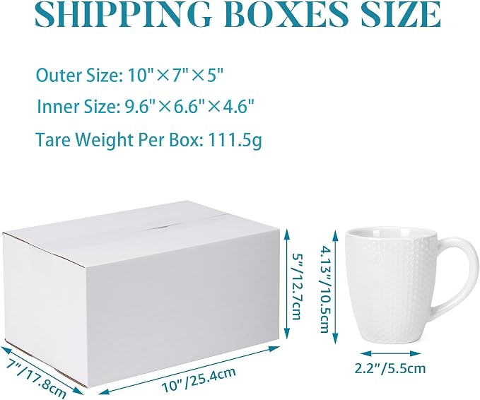 Small Shipping Boxes 10x7x5 Set of 6 | White Corrugated Cardboard, Box for Packaging Small Business Mailing Moving Gifts Wrap, Easy Assemble