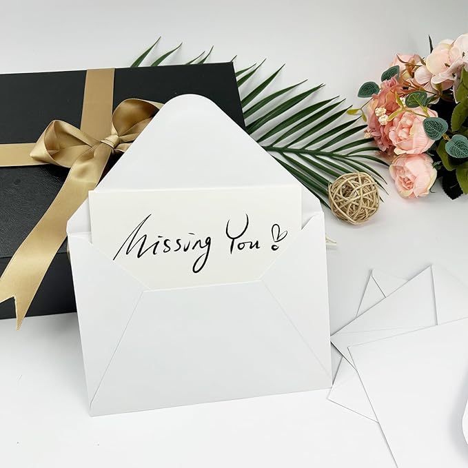 A7 Envelopes 200 Pack White Envelopes 5x7 V Flap, Suitable for 5x7 Photos, Cards, Weddings, Invitations, Announcements, Baby Gifts 5.25 "x 7.25" (White) (200)