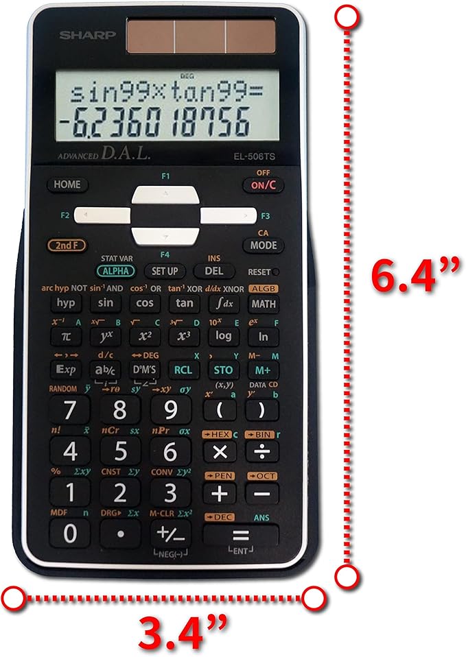 Sharp EL-506TSBBW Engineering/Scientific Calculator, Black