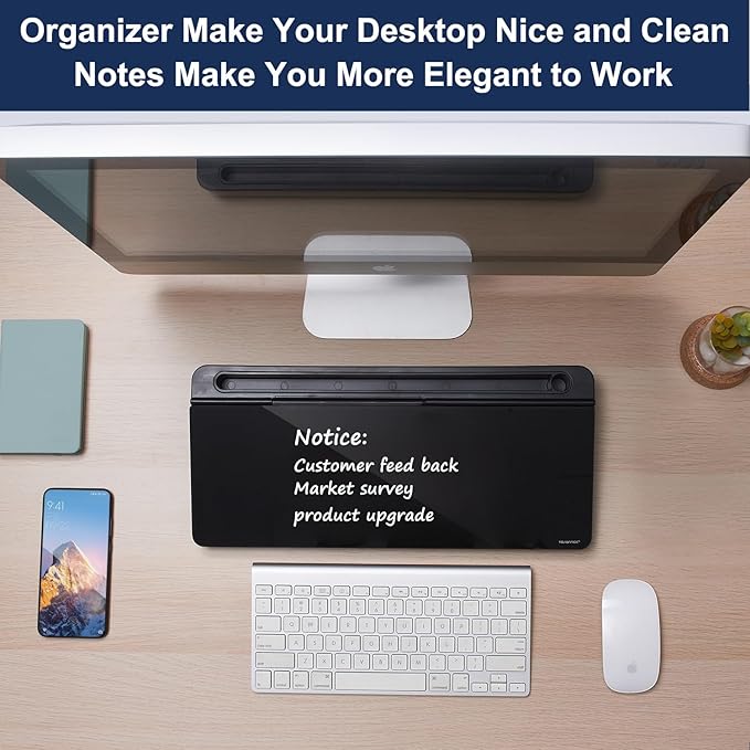 Desktop Whiteboard Dry-Erase-Board - Computer Keyboard Stand White Board Surface Pad with Drawer, Desk Organizers with Accessories for Office, Home, School Supplies - Complete Black