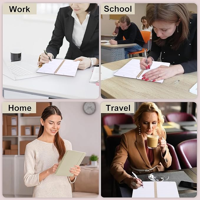 Utron Spiral Notebook For Women & Men, 2PCS Spiral Journal Notebooks, 5.9 x 8.3” College Ruled Notebook For Work Notes, Journal Writing, And Daily Life Entries (Beige)