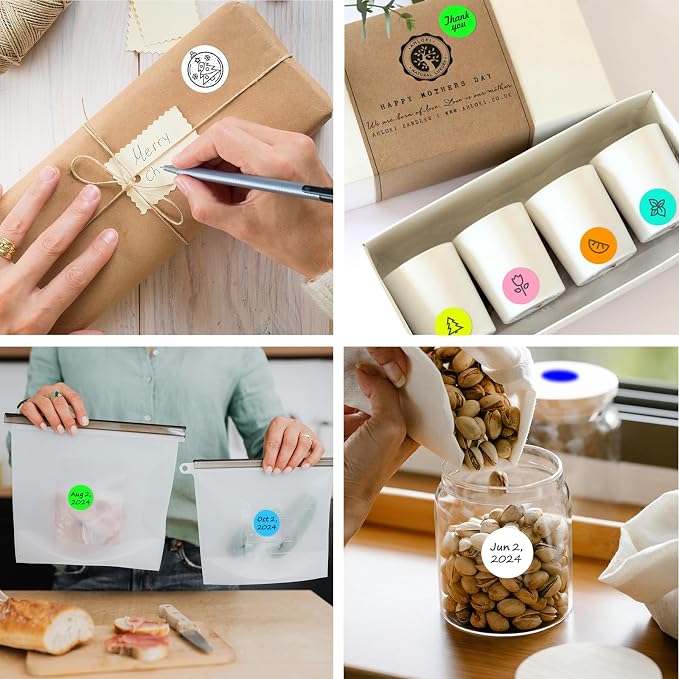 1 Inch Round Thermal Sticker Labels,Color Dot Stickers,Label Stickers,Waterproof,Oil Proof,for Thermal Printers,DIY,Office,Retail,Home and Warehouse Organization(White,1000 Pcs)