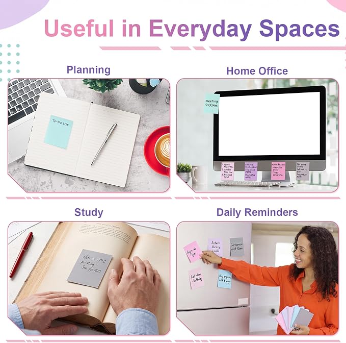 Fainne 120 Pads Sticky Notes Bulk 1.5x2,Simple Style,Pastel Mix,120 Pads | Bulk Mini Posted Pads, 50 Sheets Each, Self Stick Memo Paper for Office School Notebook, Bright Assorted Colors